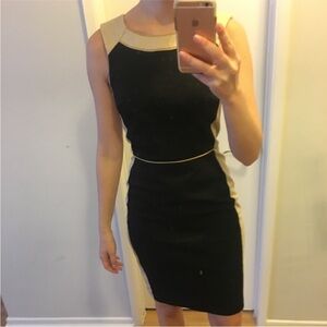Banana Republic Sheath Dress Black and Tan Color Block